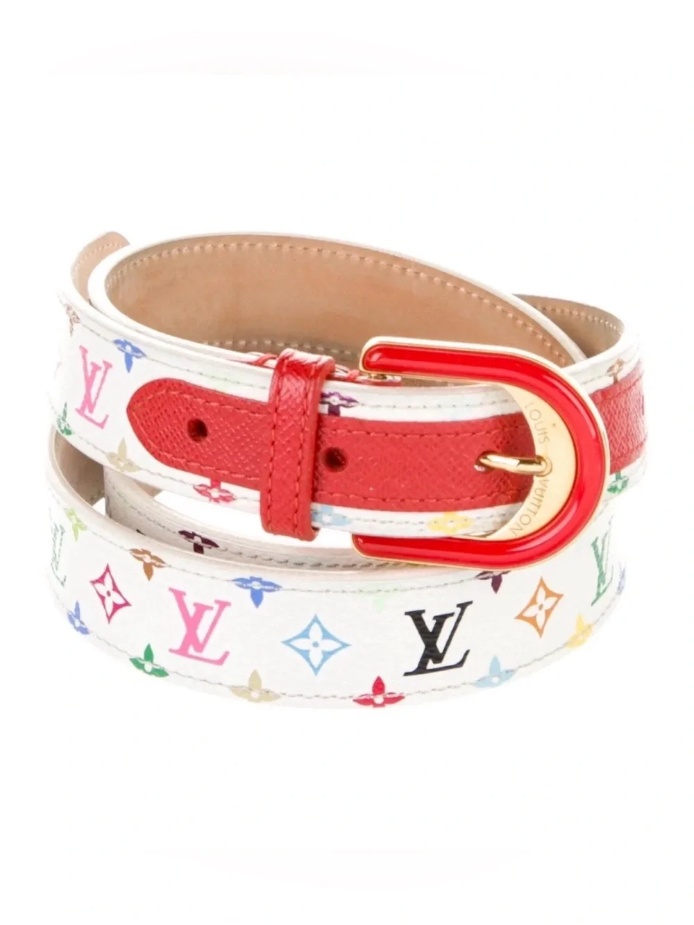 Louis Vuitton Authentic  Monogram Blanc Ceinture Candy Leather Belt 36/90